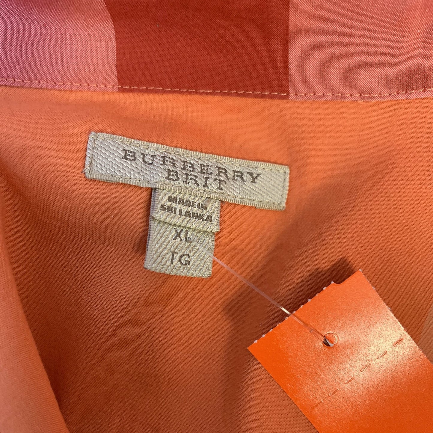 *Burberry Orange Plaid Blouse X-Large