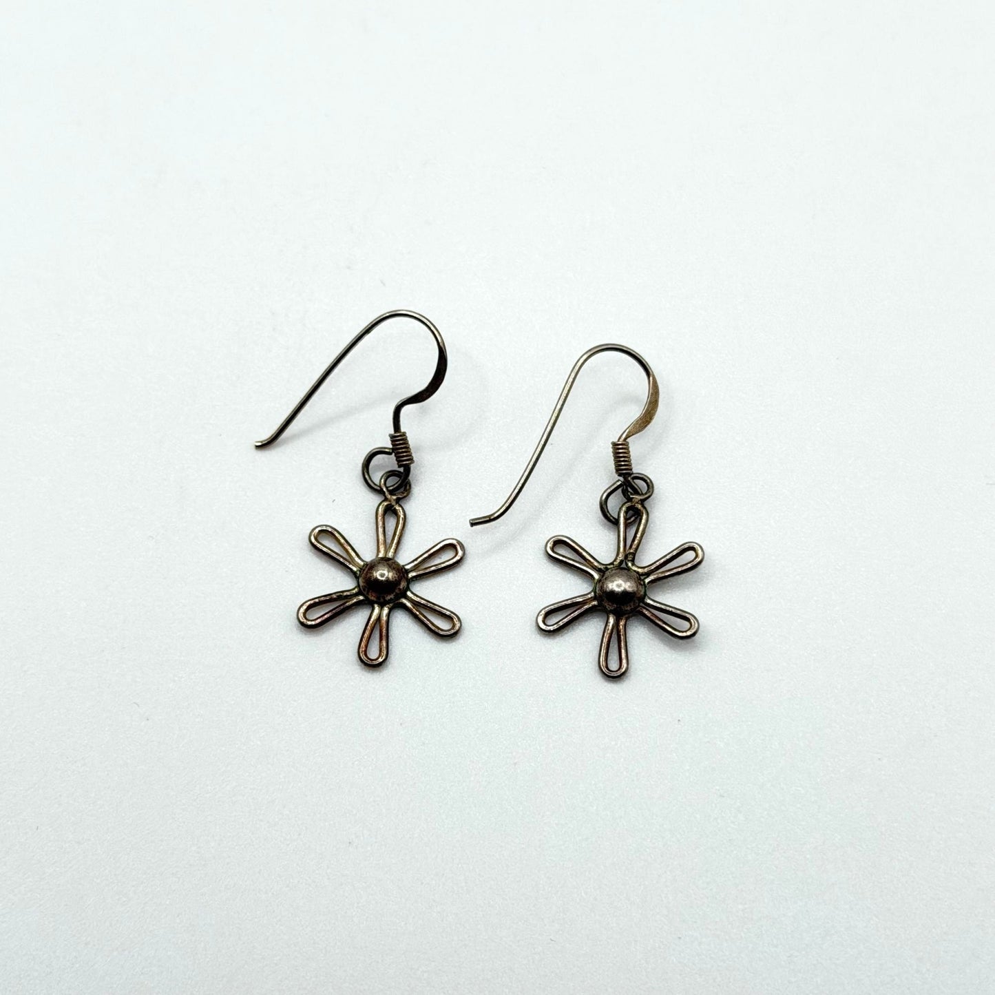 Sterling Silver 925 Flower Drop Earrings Minimalist Design