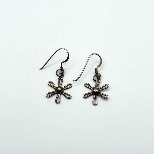 Sterling Silver 925 Flower Drop Earrings Minimalist Design