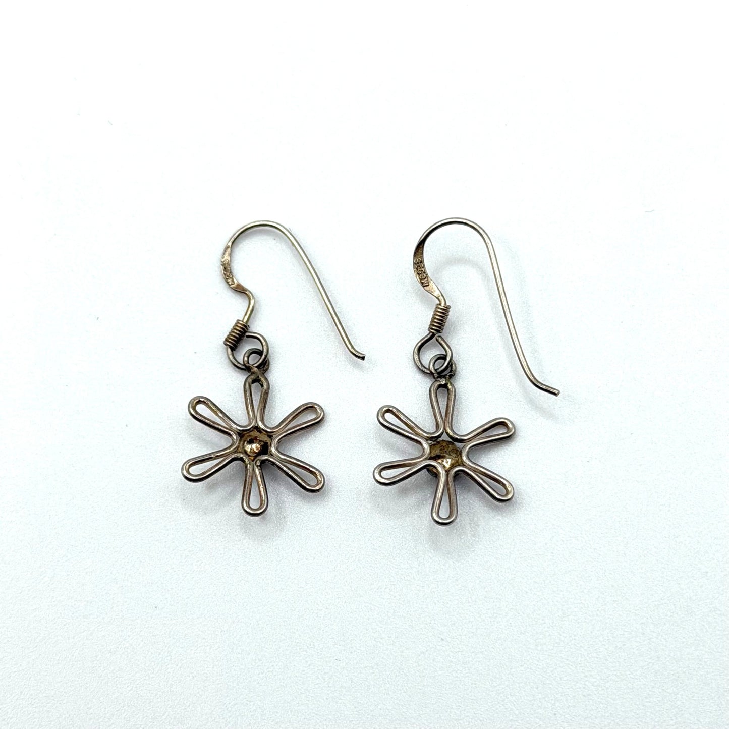 Sterling Silver 925 Flower Drop Earrings Minimalist Design