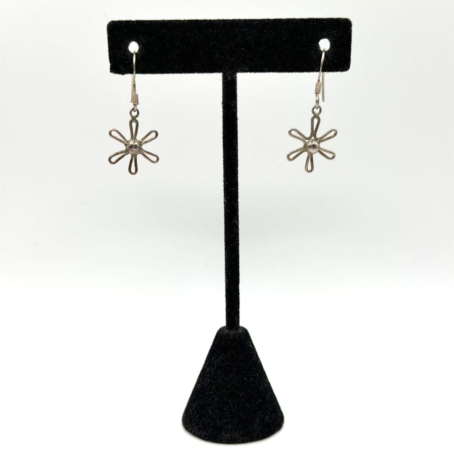 Sterling Silver 925 Flower Drop Earrings Minimalist Design
