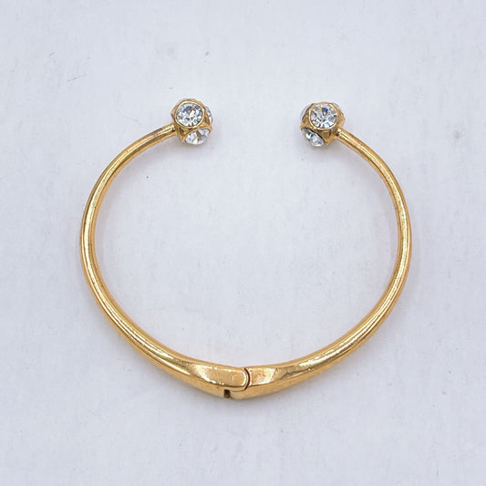 Kate Spade Gold Clear Cyrstals Open Bangle Bracelet Medium
