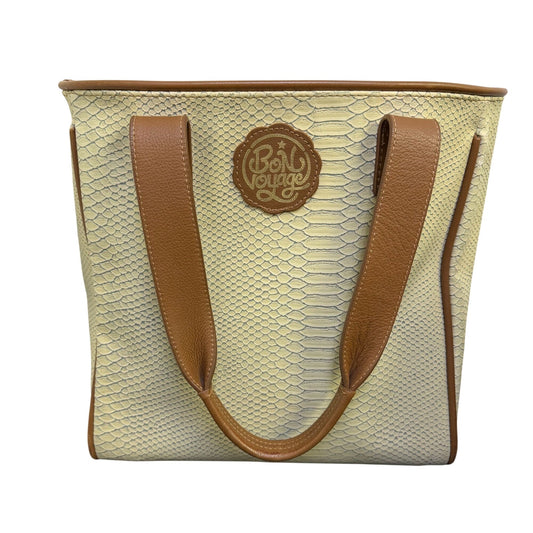 Consuela Bon Voyage Tote Bag Cream & Brown With Snake Texture
