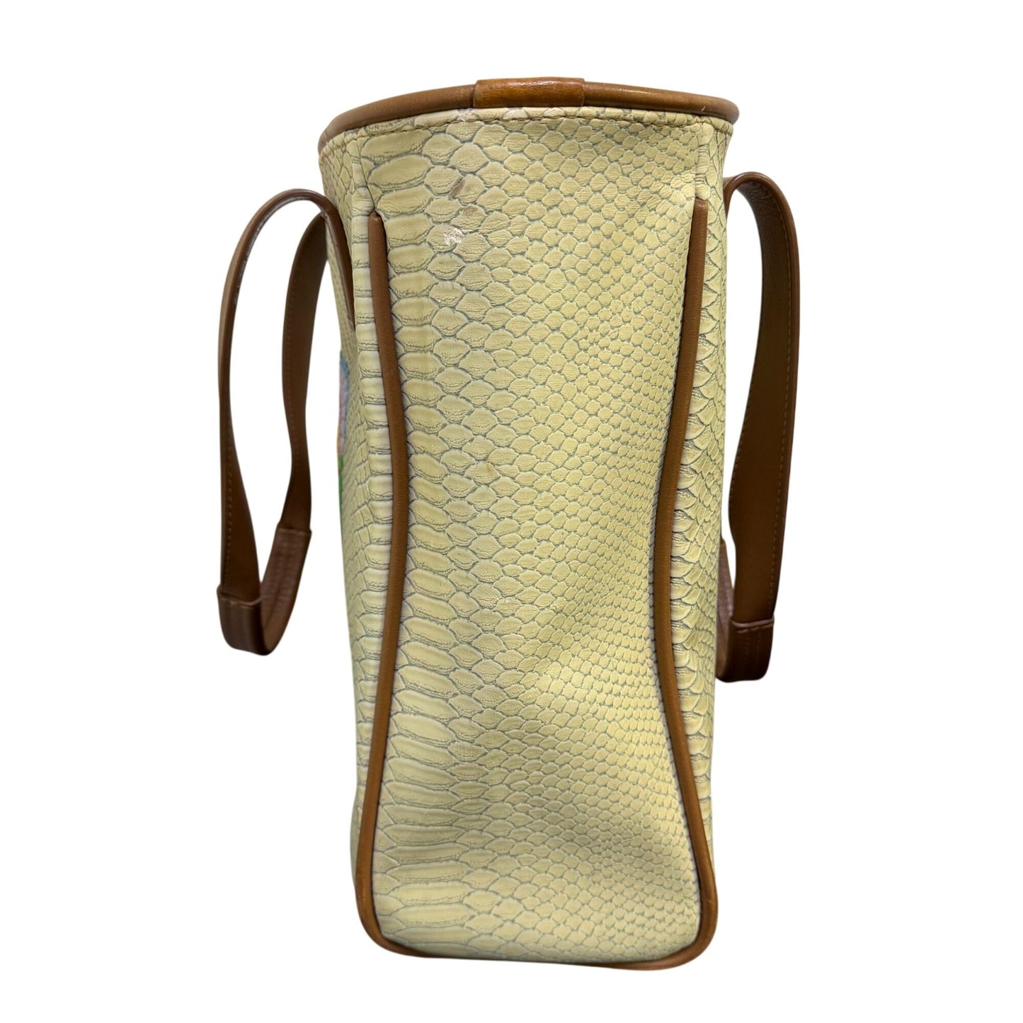 Consuela Bon Voyage Tote Bag Cream & Brown With Snake Texture