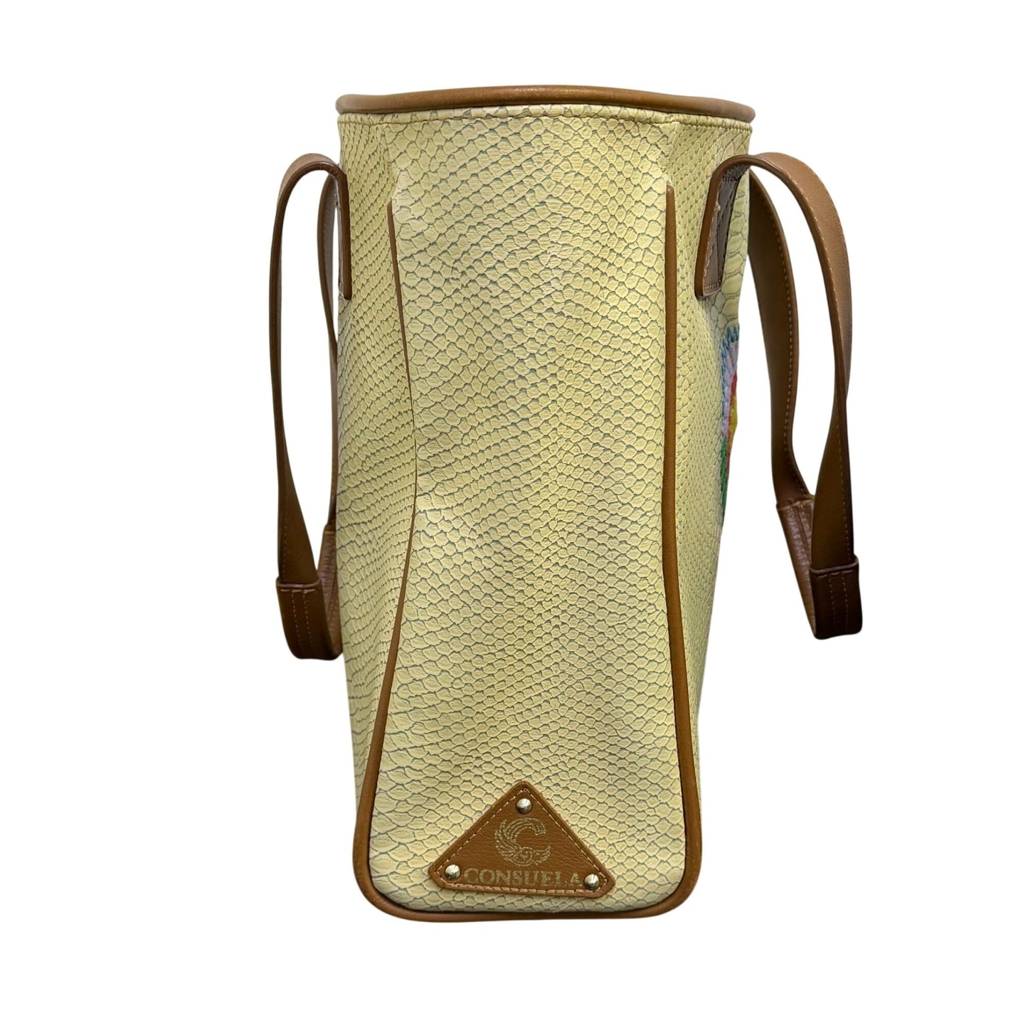 Consuela Bon Voyage Tote Bag Cream & Brown With Snake Texture