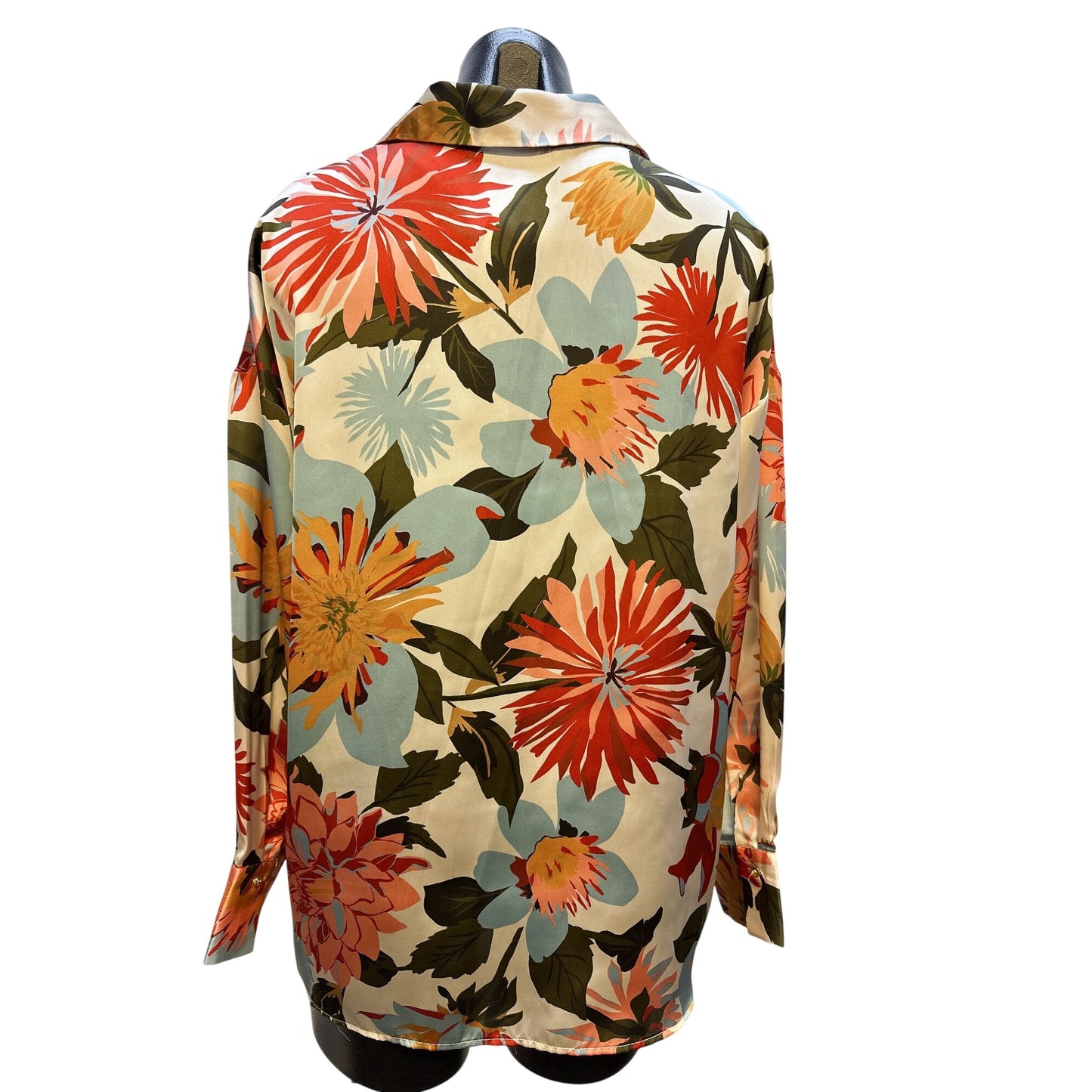 Zara Floral Multicolor Long Sleeve Button-Up Shirt Size S