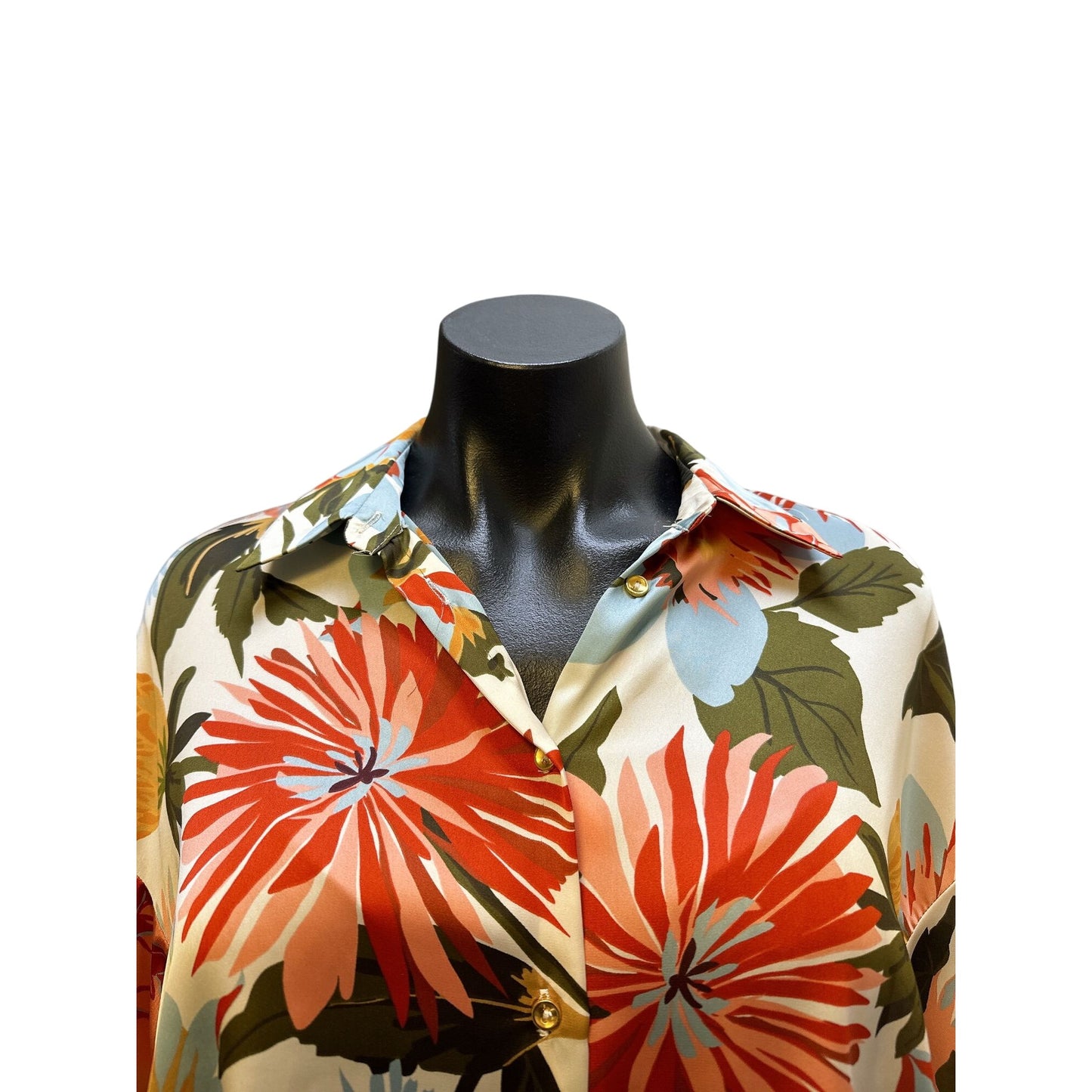 Zara Floral Multicolor Long Sleeve Button-Up Shirt Size S