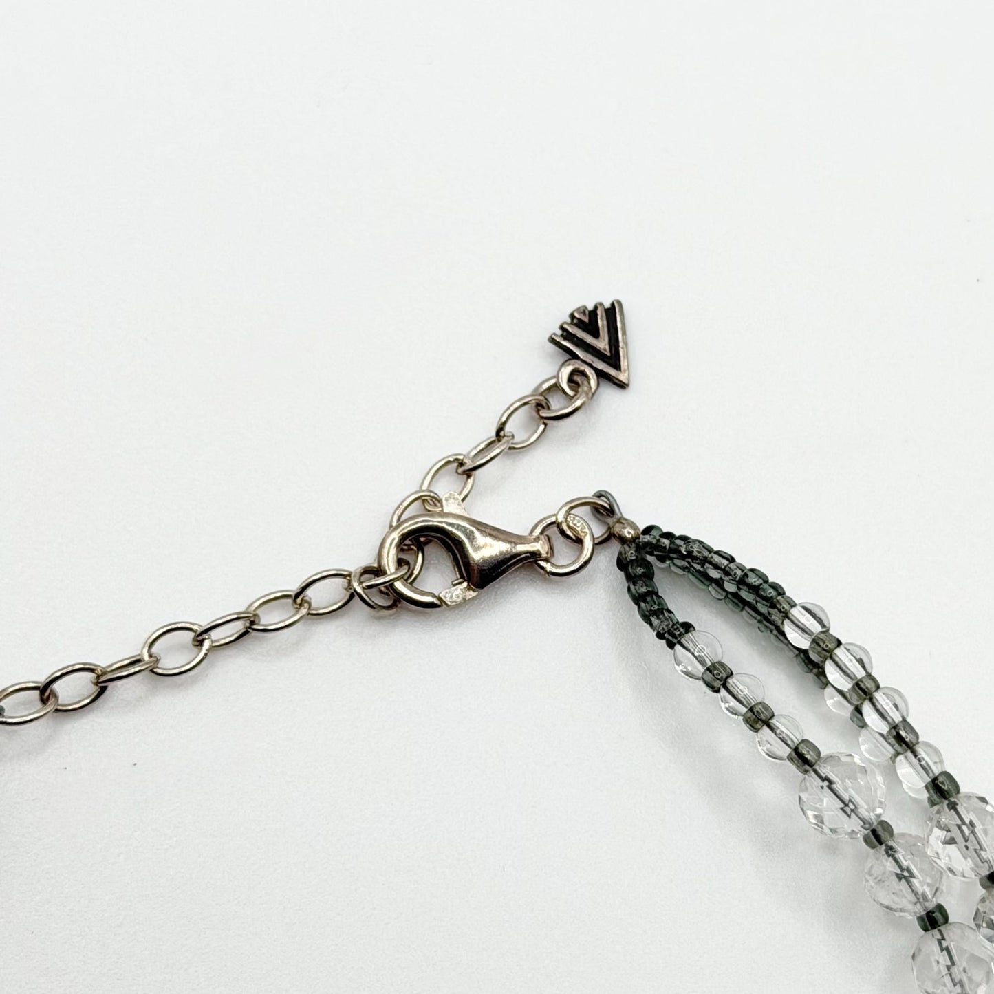 Retired Silpada 3 Strand 925 Sterling Silver Necklace With Pearls & Crystal Accents