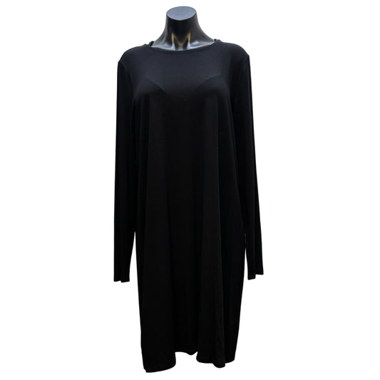 NWT Eileen Fisher Black Long-Sleeve Crew Neck Mini Pullover Dress XL