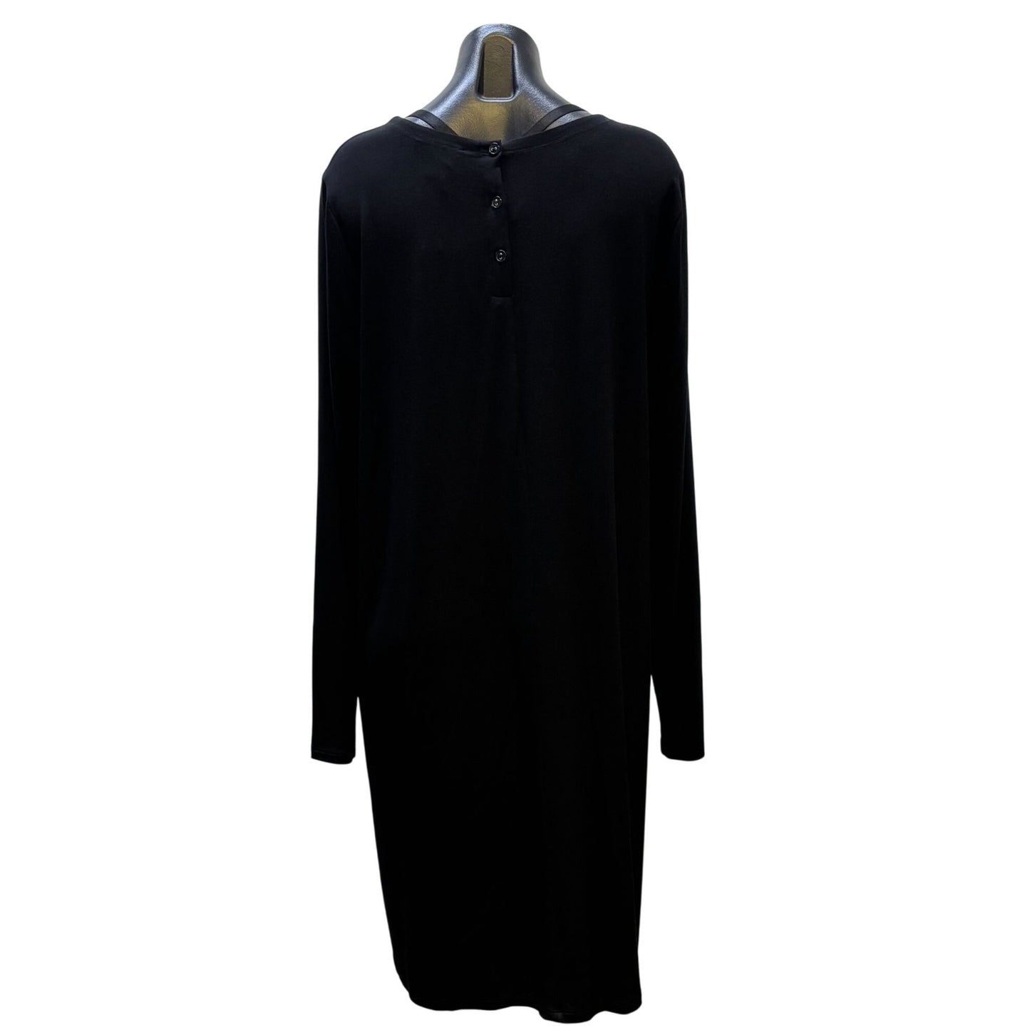 NWT Eileen Fisher Black Long-Sleeve Crew Neck Mini Pullover Dress XL