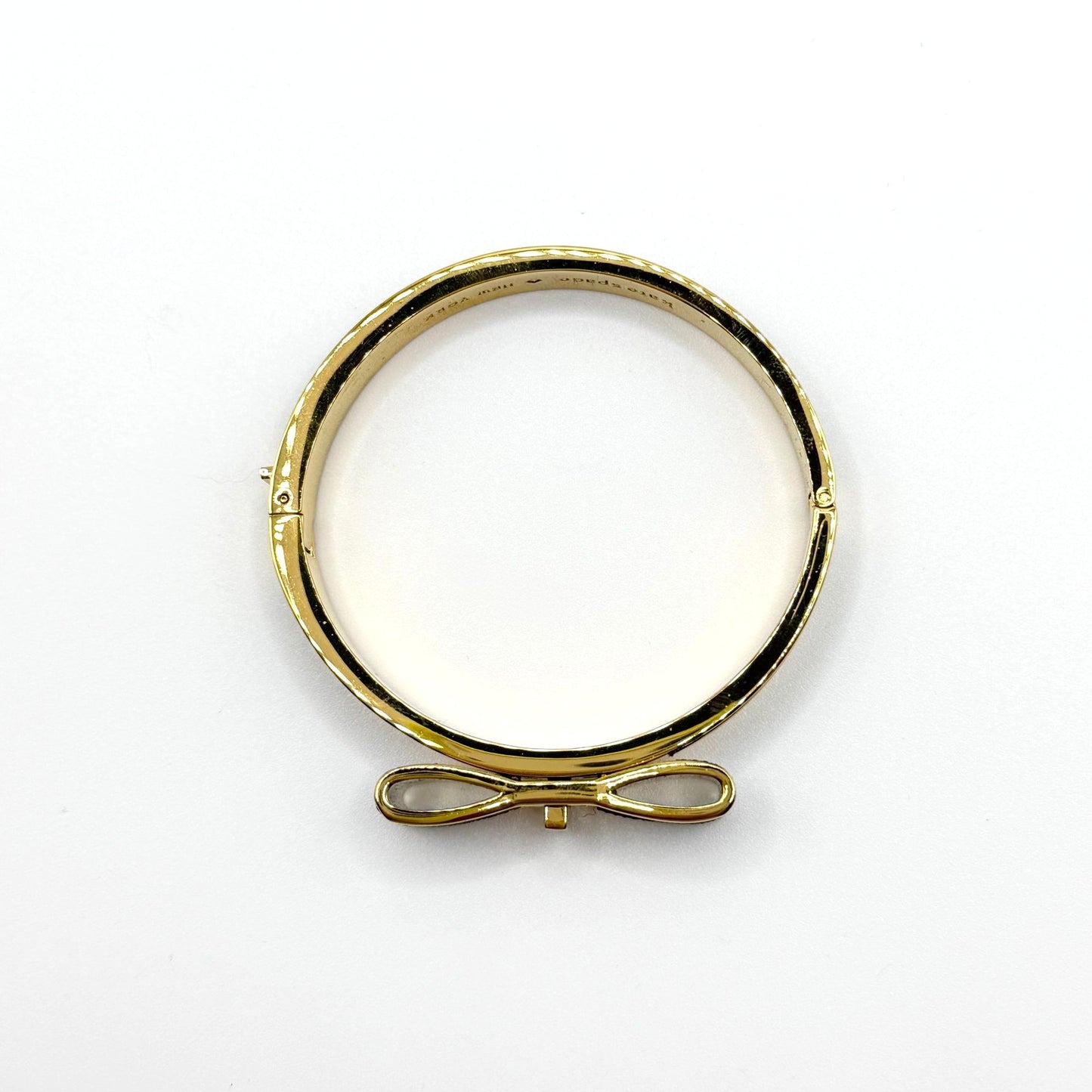 Kate Spade Gold-Tone Black Bow Leather Bangle Bracelet