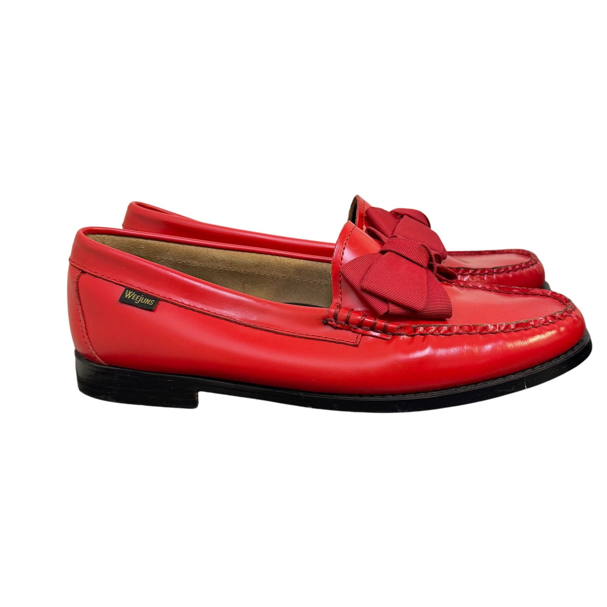 G.H. Bass Weejuns Red Leather Loafers With Bow Accents10