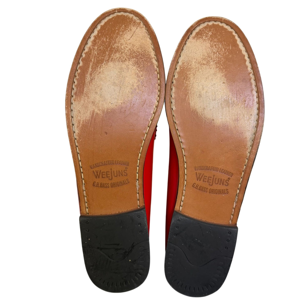 G.H. Bass Weejuns Red Leather Loafers With Bow Accents10
