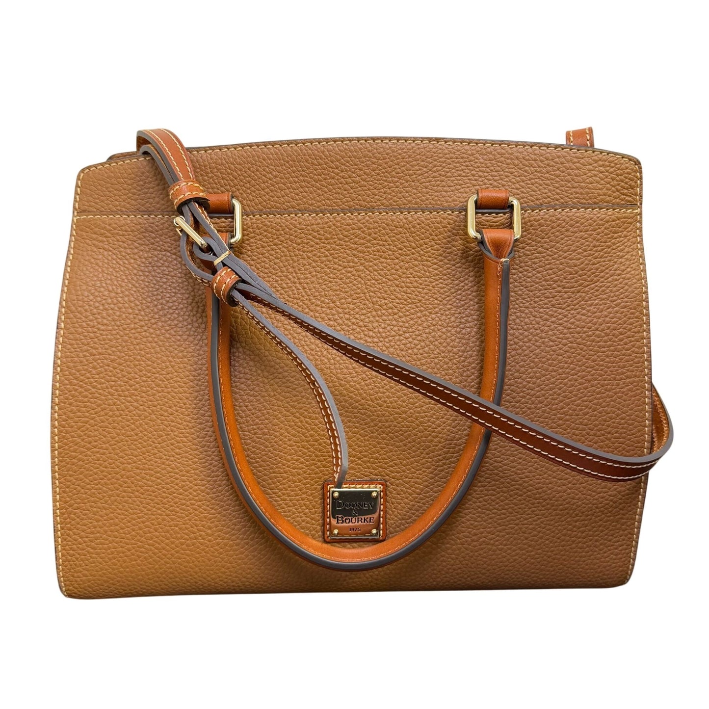 Dooney & Bourke Pebble Grain Leather Tan Handbag With Adjustable Strap