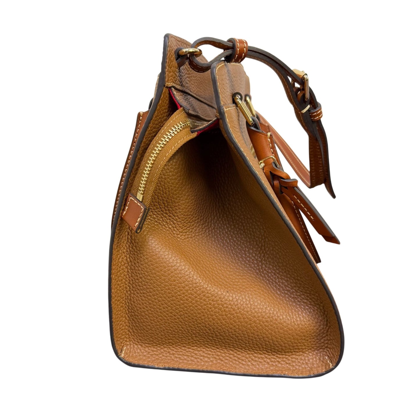 Dooney & Bourke Pebble Grain Leather Tan Handbag With Adjustable Strap