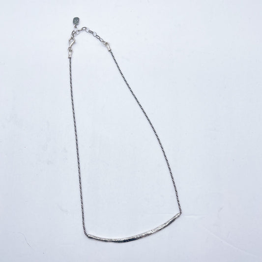 925 Sterling Silver Hammered Bar Necklace 15"