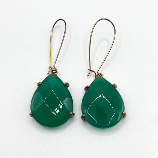Kendra Scott Gold-Tone Drop Earrings With Green Faceted Stone