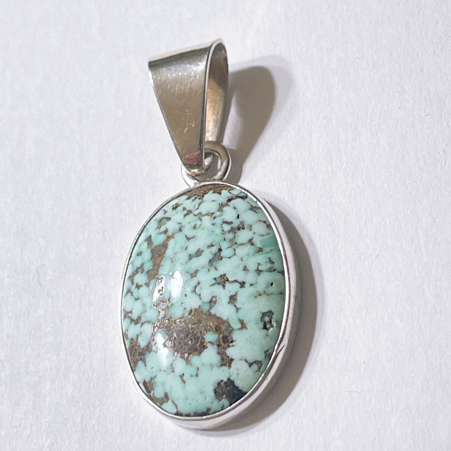 Natural Turquoise Oval Sterling Silver Pendant