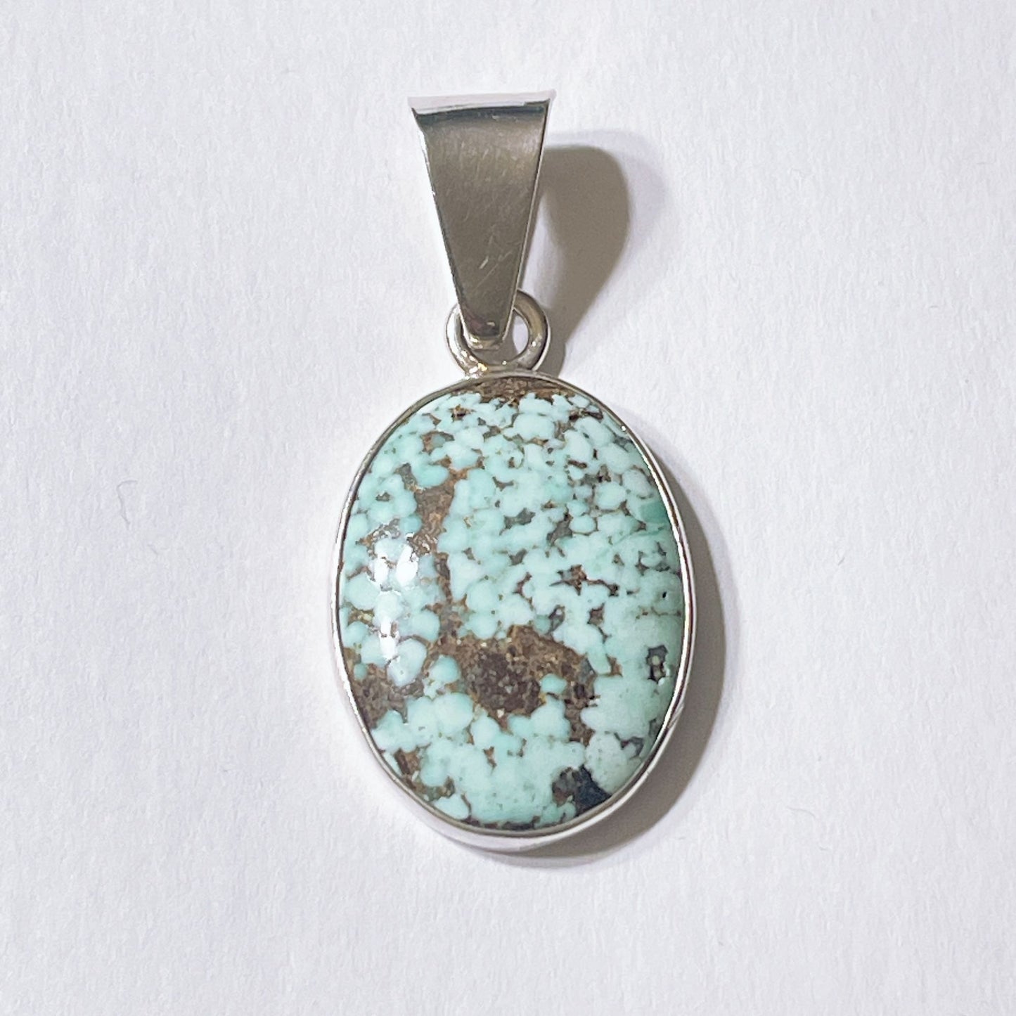 Natural Turquoise Oval Sterling Silver Pendant