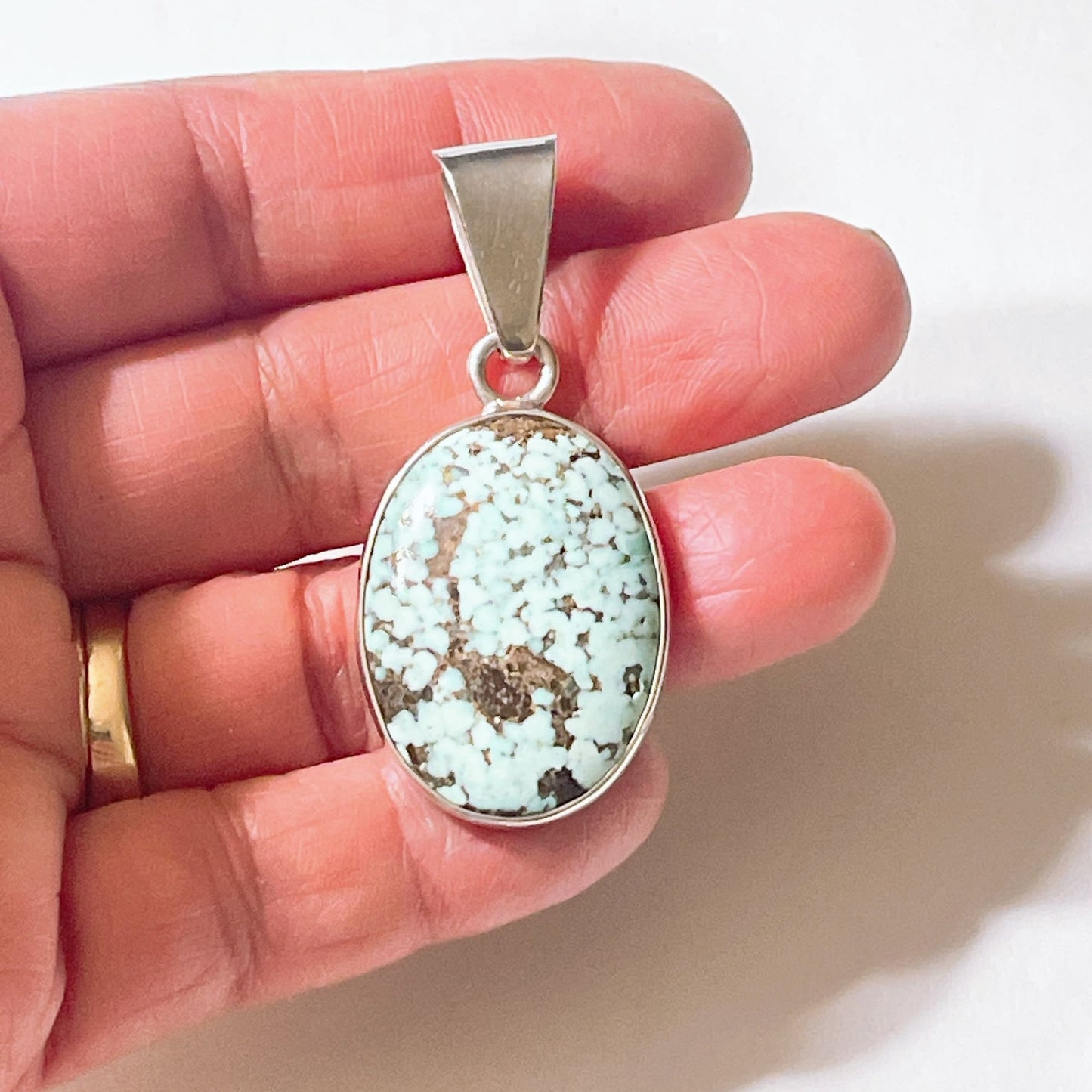 Natural Turquoise Oval Sterling Silver Pendant