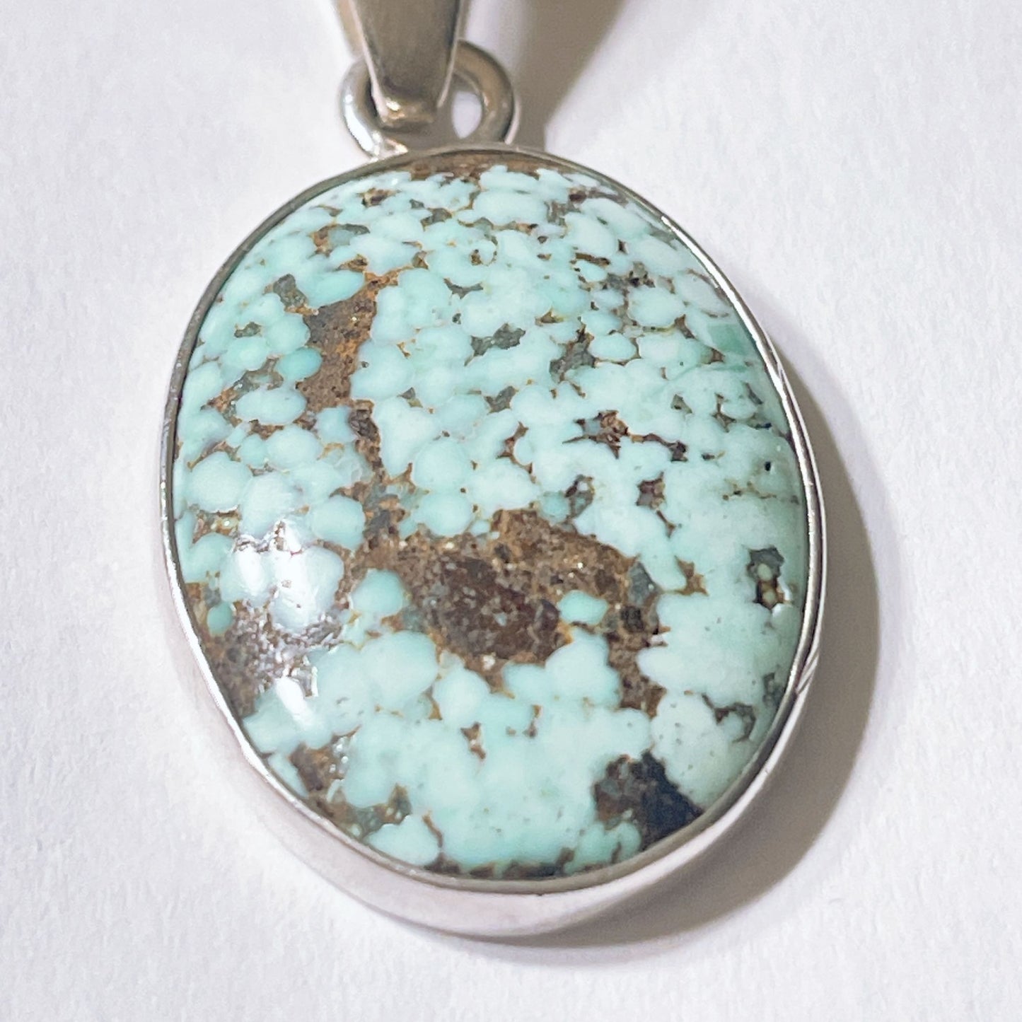 Natural Turquoise Oval Sterling Silver Pendant