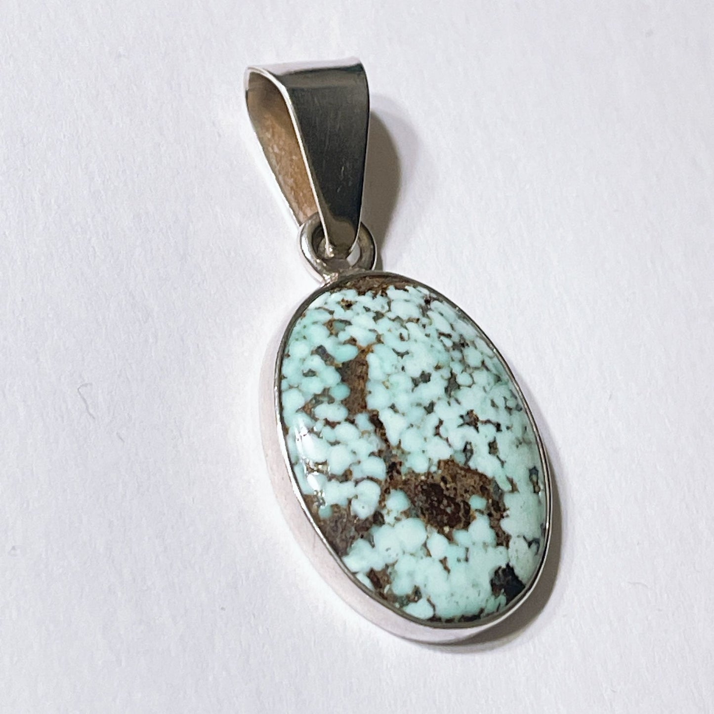 Natural Turquoise Oval Sterling Silver Pendant