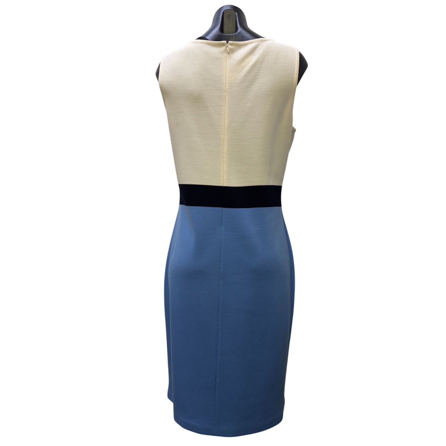 St. John Colorblock Knit Dress Blue & Cream Size 10