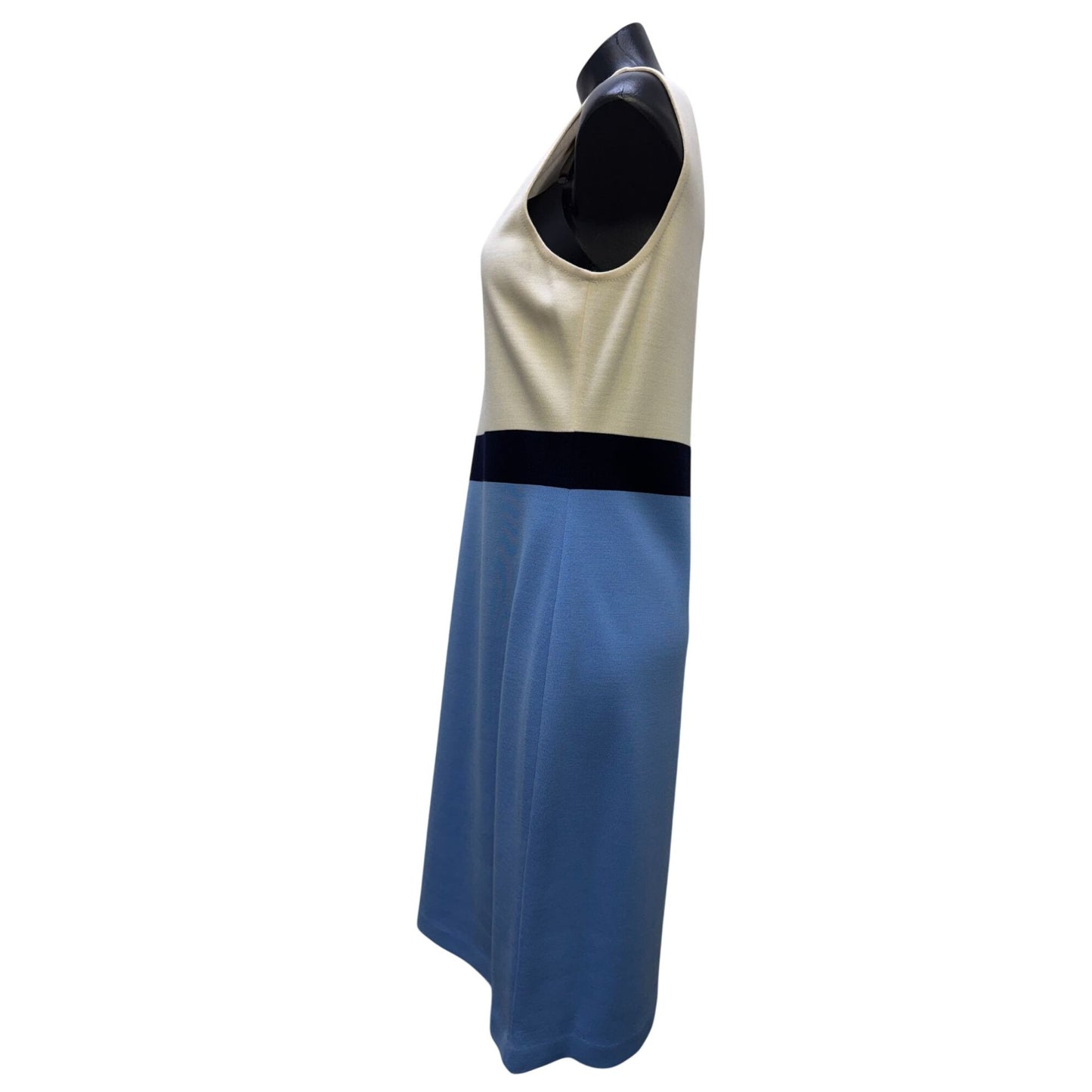 St. John Colorblock Knit Dress Blue & Cream Size 10