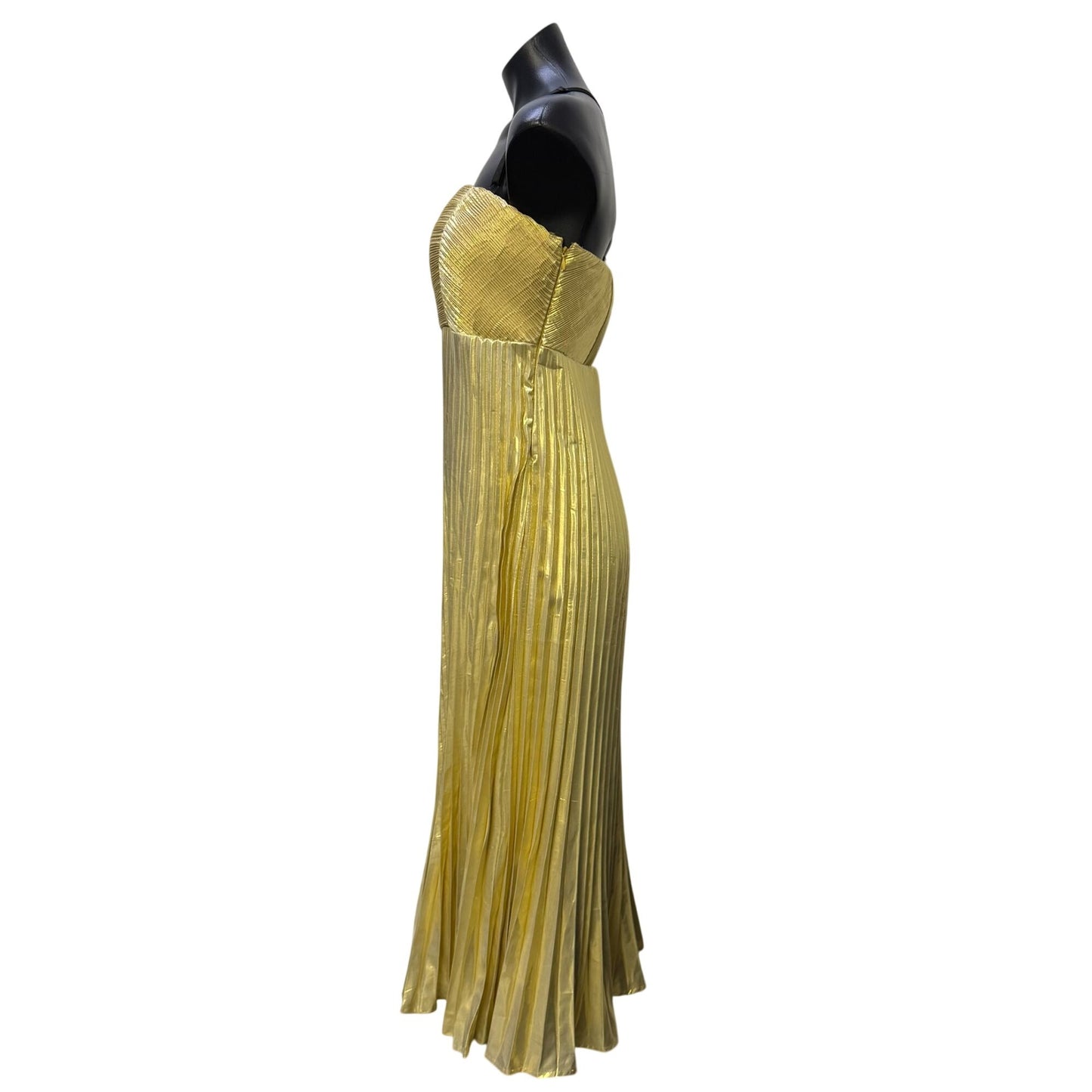 NWT Letmebe Gold Pleated Maxi Dress With Adjustable Straps Size M