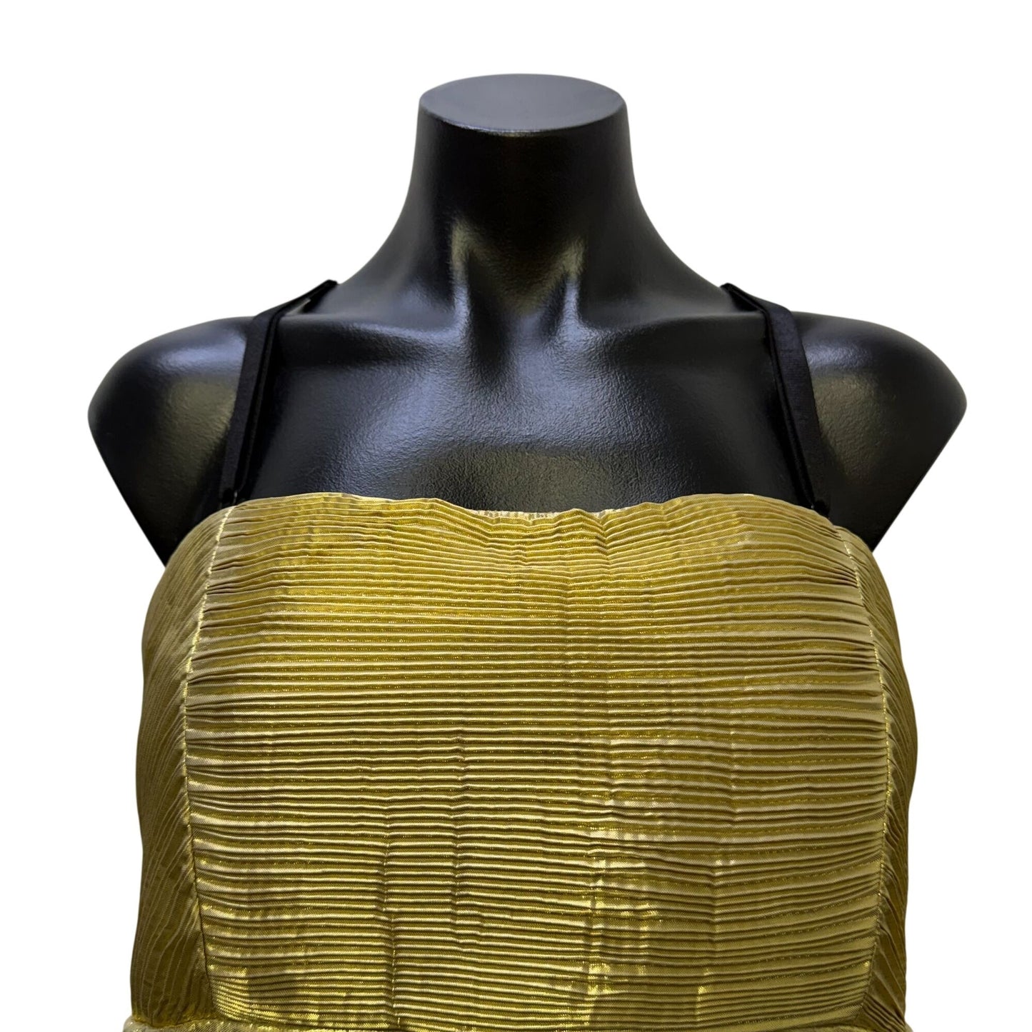NWT Letmebe Gold Pleated Maxi Dress With Adjustable Straps Size M