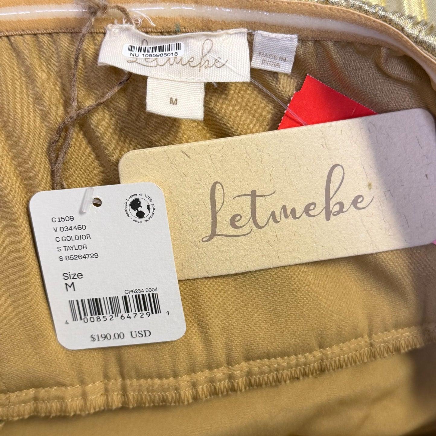 NWT Letmebe Gold Pleated Maxi Dress With Adjustable Straps Size M