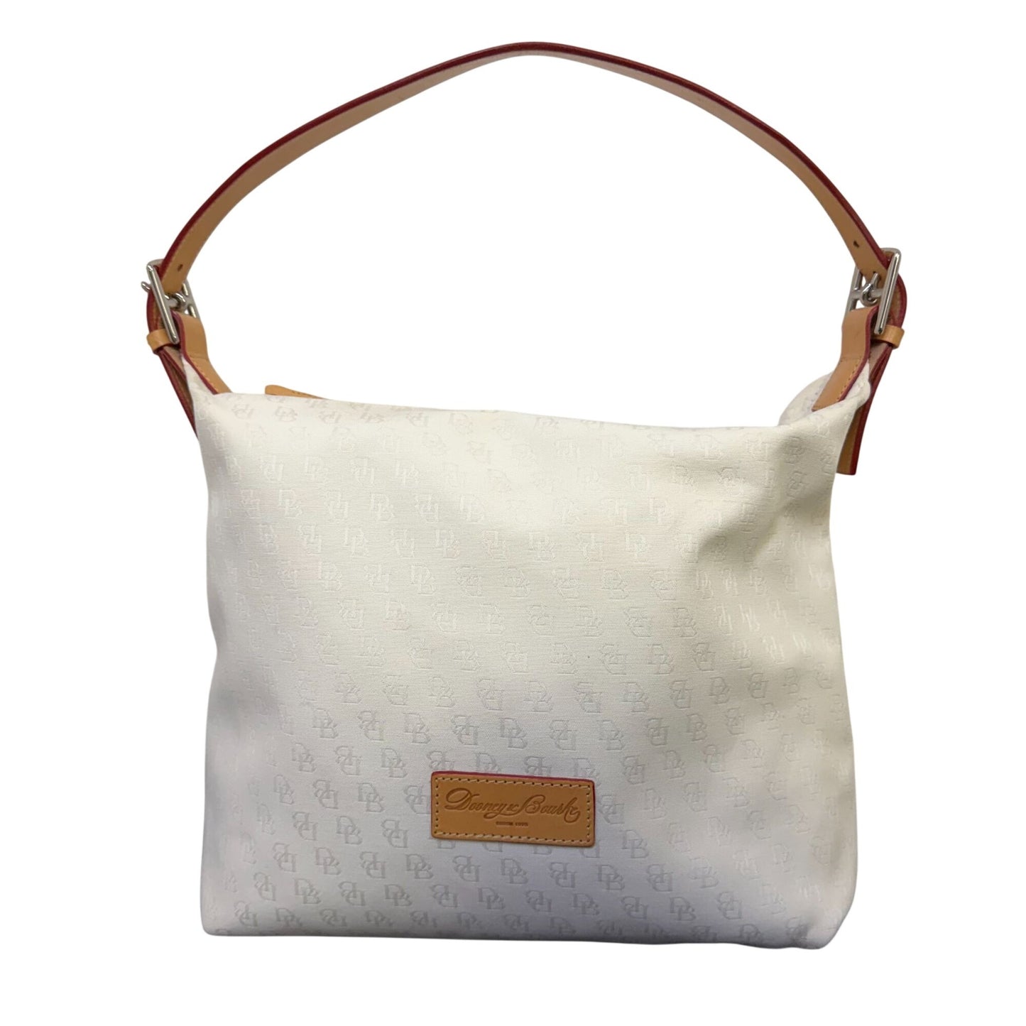 Dooney & Bourke Cream Monogram Canvas Shoulder Bag With Leather Strap