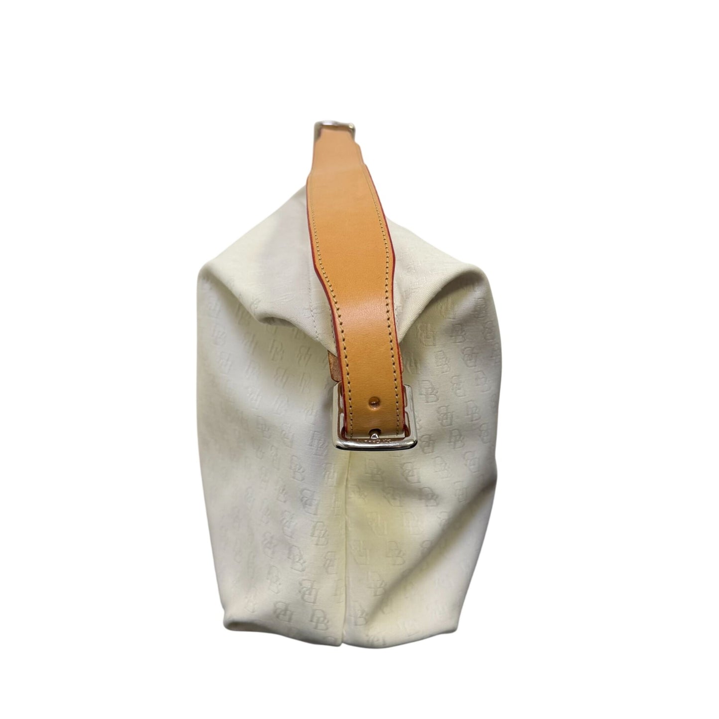 Dooney & Bourke Cream Monogram Canvas Shoulder Bag With Leather Strap