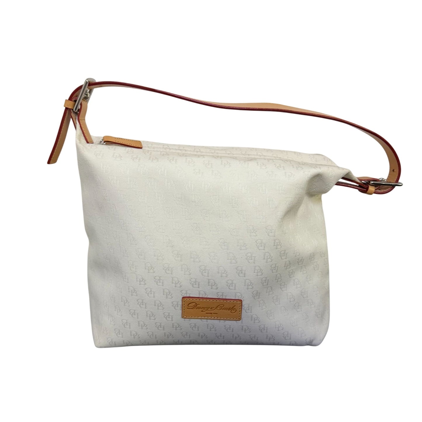 Dooney & Bourke Cream Monogram Canvas Shoulder Bag With Leather Strap