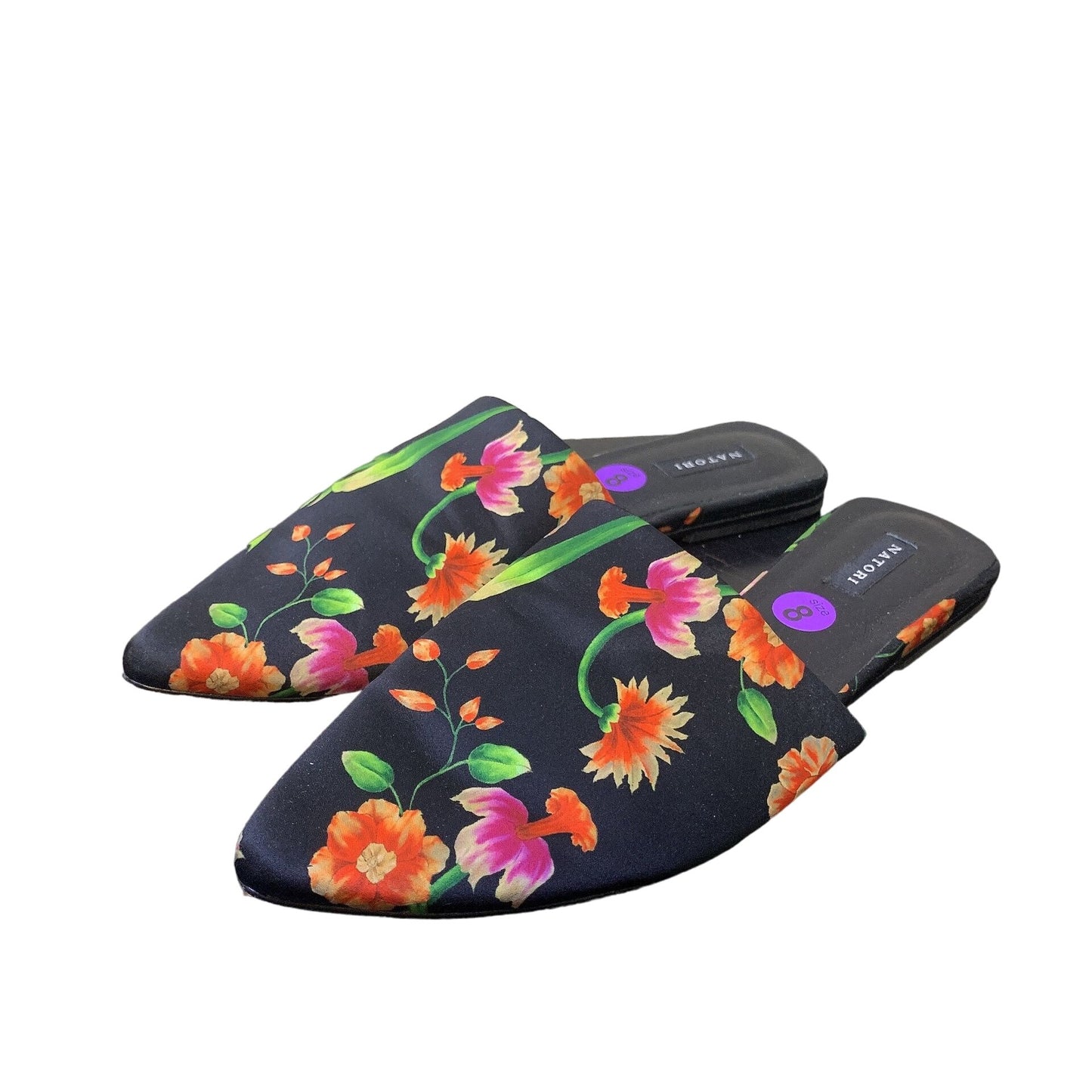 Natori Adore Floral Satin Mules 8