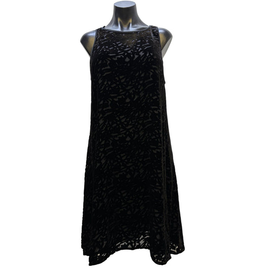 NWT Eileen Fisher Black Velvet Ballet Neck A-Line Dress M