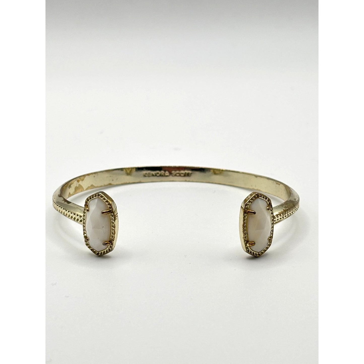 Kendra Scott Gold Cuff Bracelet With White Oval Stones Open-Ended