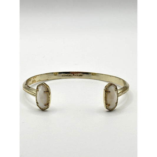 Kendra Scott Gold Cuff Bracelet With White Oval Stones Open-Ended