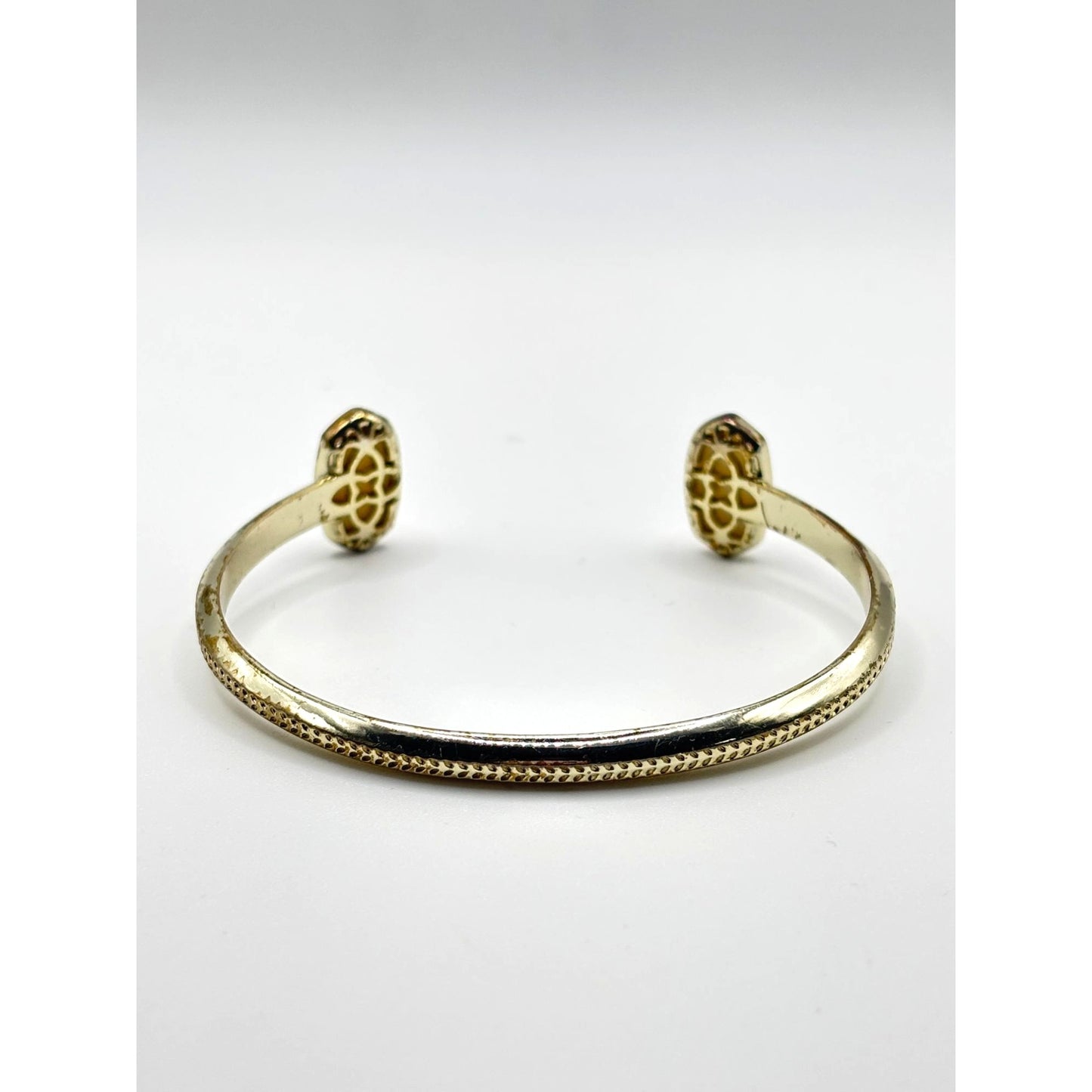 Kendra Scott Gold Cuff Bracelet With White Oval Stones Open-Ended