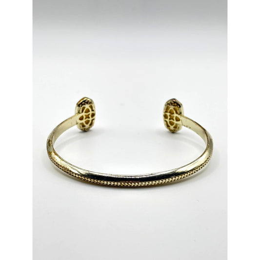 Kendra Scott Gold Cuff Bracelet With White Oval Stones Open-Ended