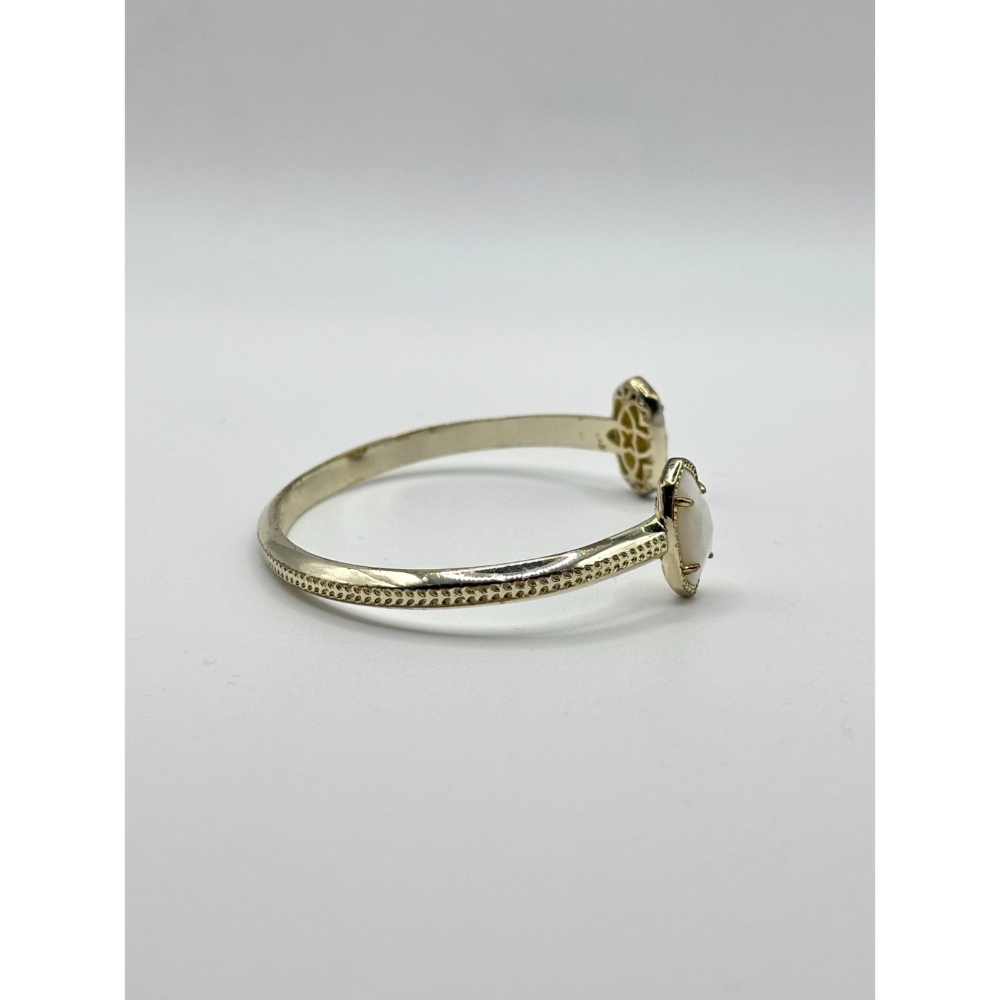 Kendra Scott Gold Cuff Bracelet With White Oval Stones Open-Ended