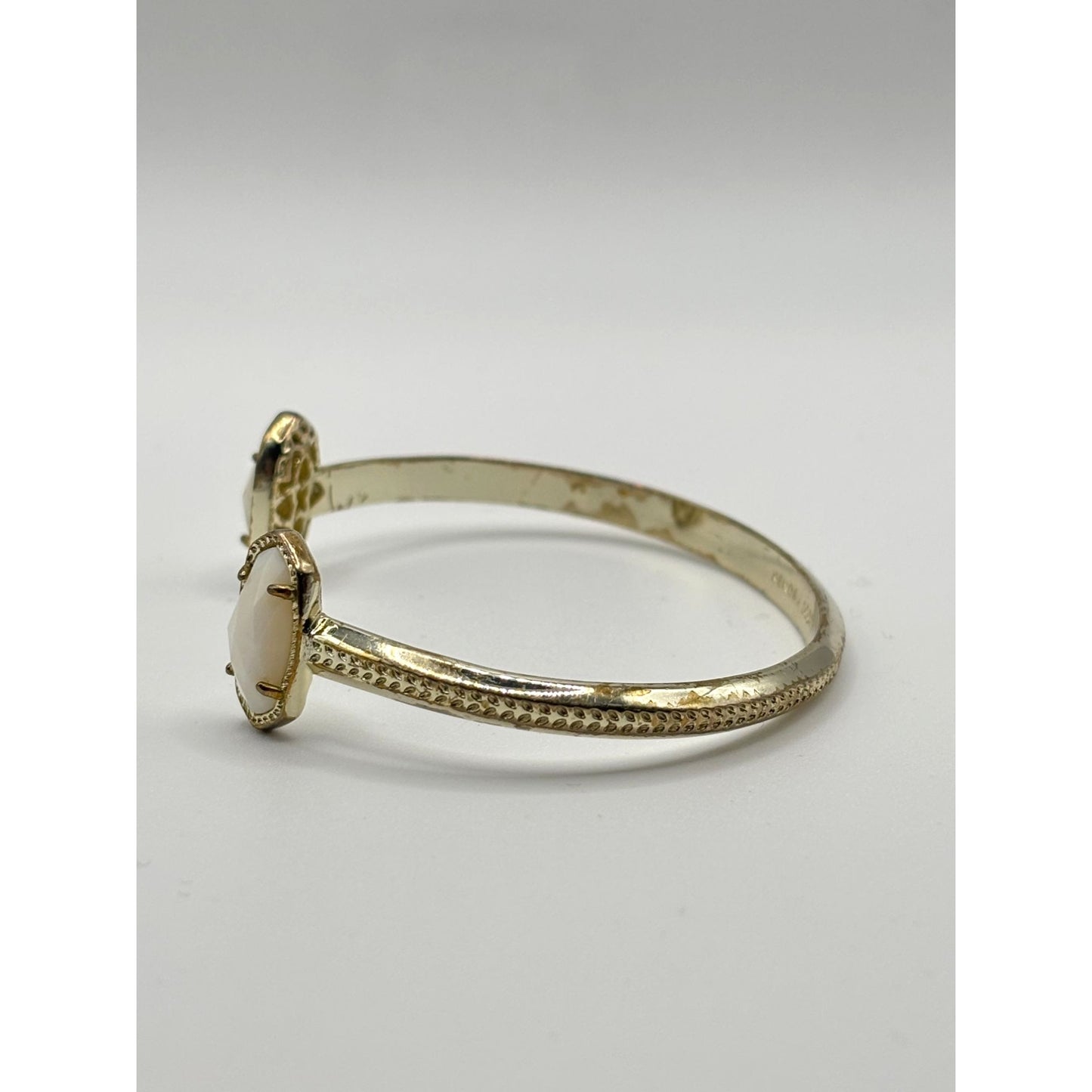 Kendra Scott Gold Cuff Bracelet With White Oval Stones Open-Ended
