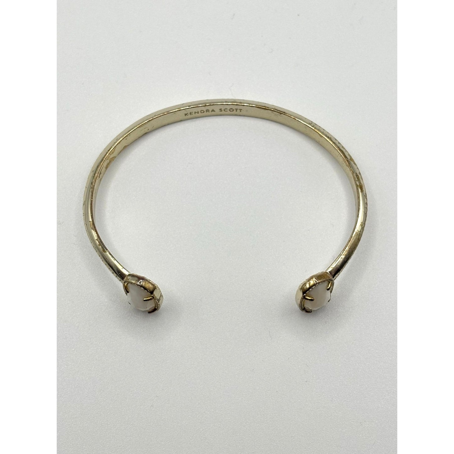 Kendra Scott Gold Cuff Bracelet With White Oval Stones Open-Ended