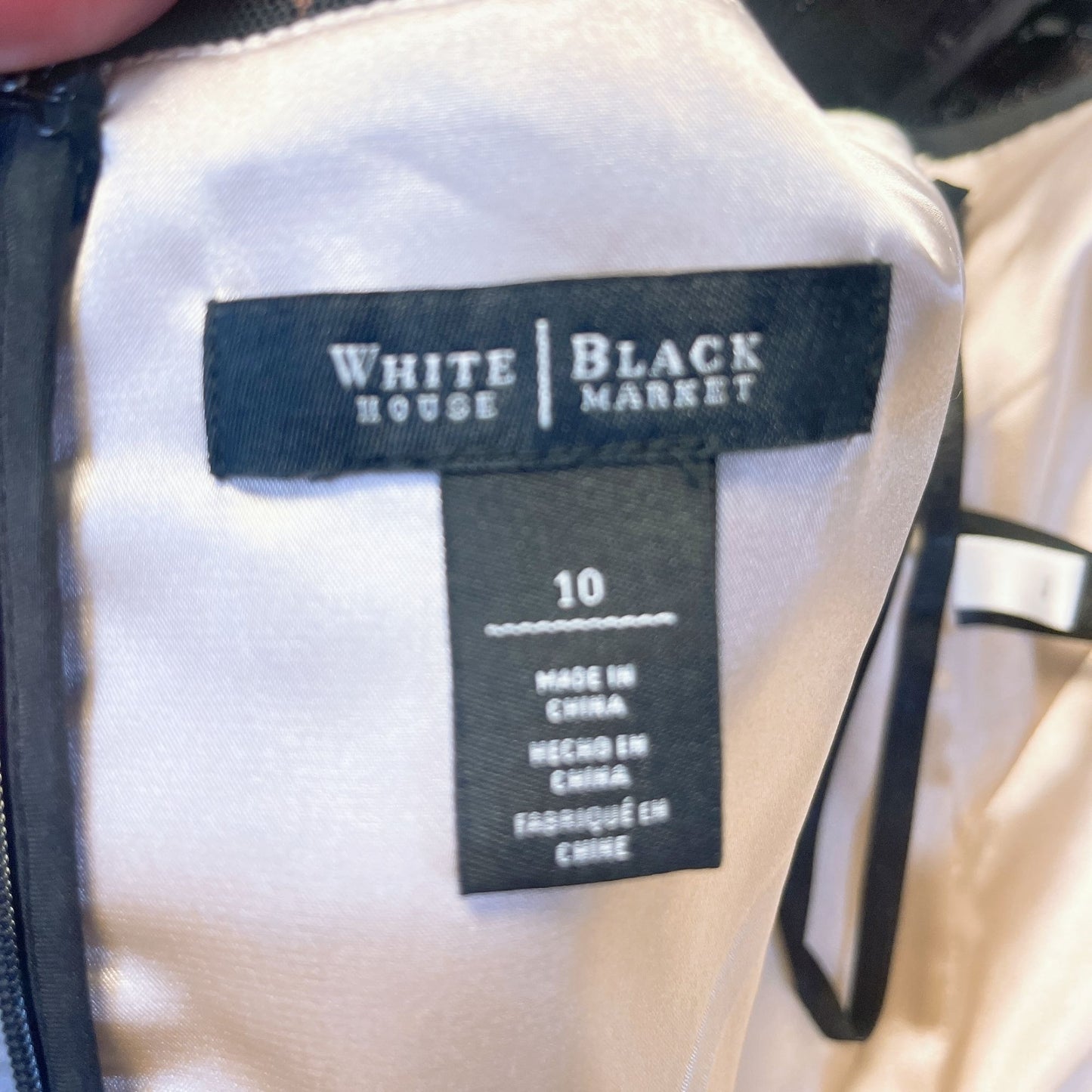 WhiteHouseBlackMarket Cream Lined Black Lace Tank Dress Size 10