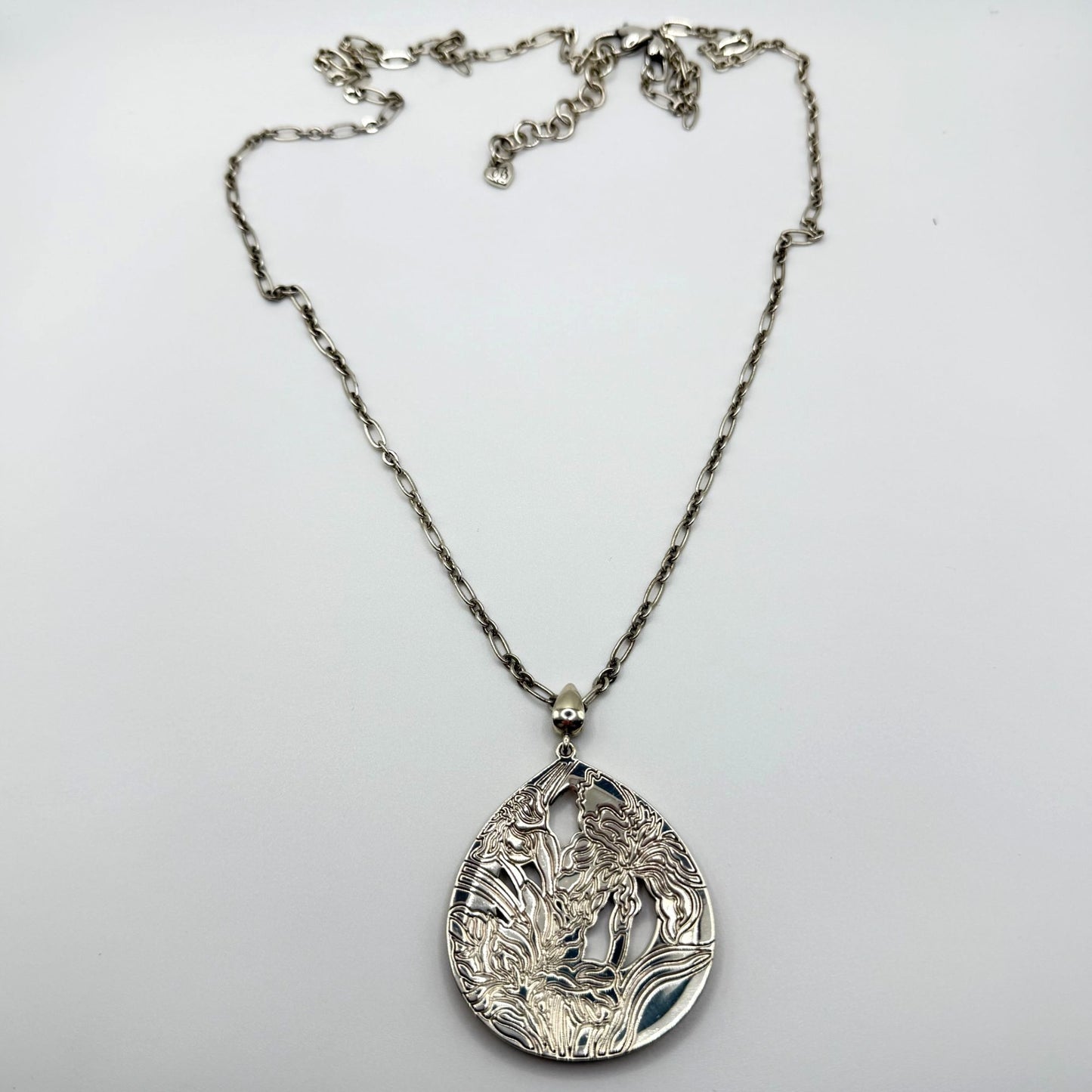 Brighton Iris Bloom Convertible Silver Necklace With Colorful Floral Pendant