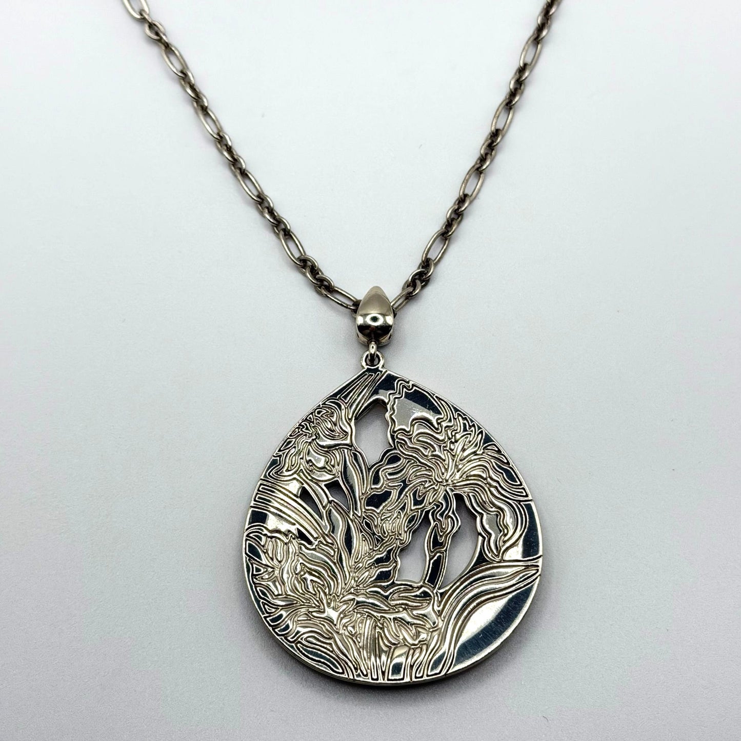Brighton Iris Bloom Convertible Silver Necklace With Colorful Floral Pendant