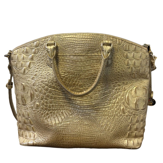 Brahmin Tan Gold Croc Embossed Shoulder Bag With Adjustable Strap Charm L