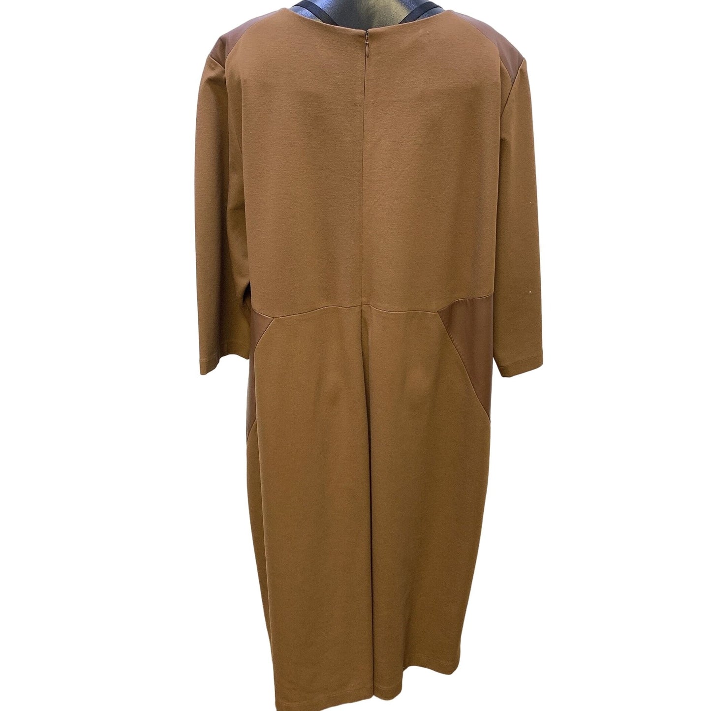 *Lafayette 148 Brown Leather Accent Dress Size 22W