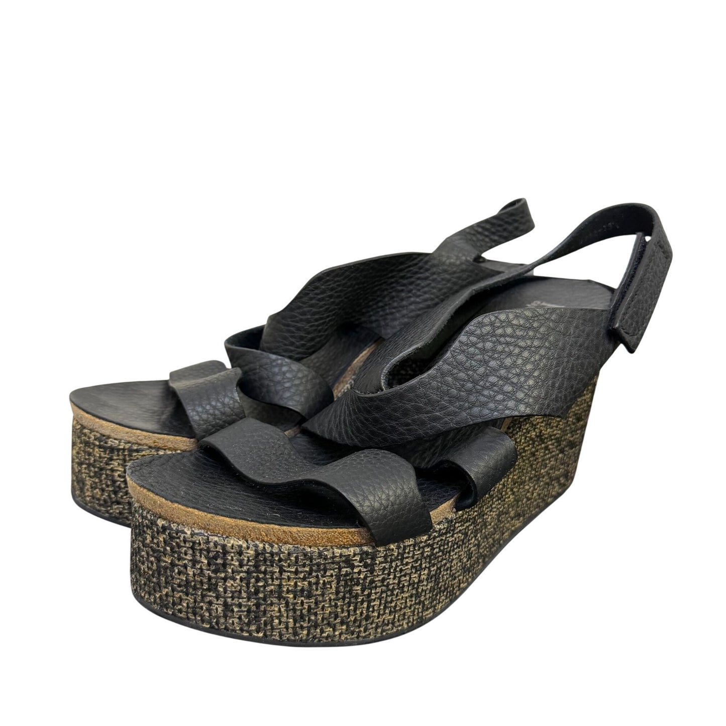 Pedro Garcia Black Wedge Sandals Size 9