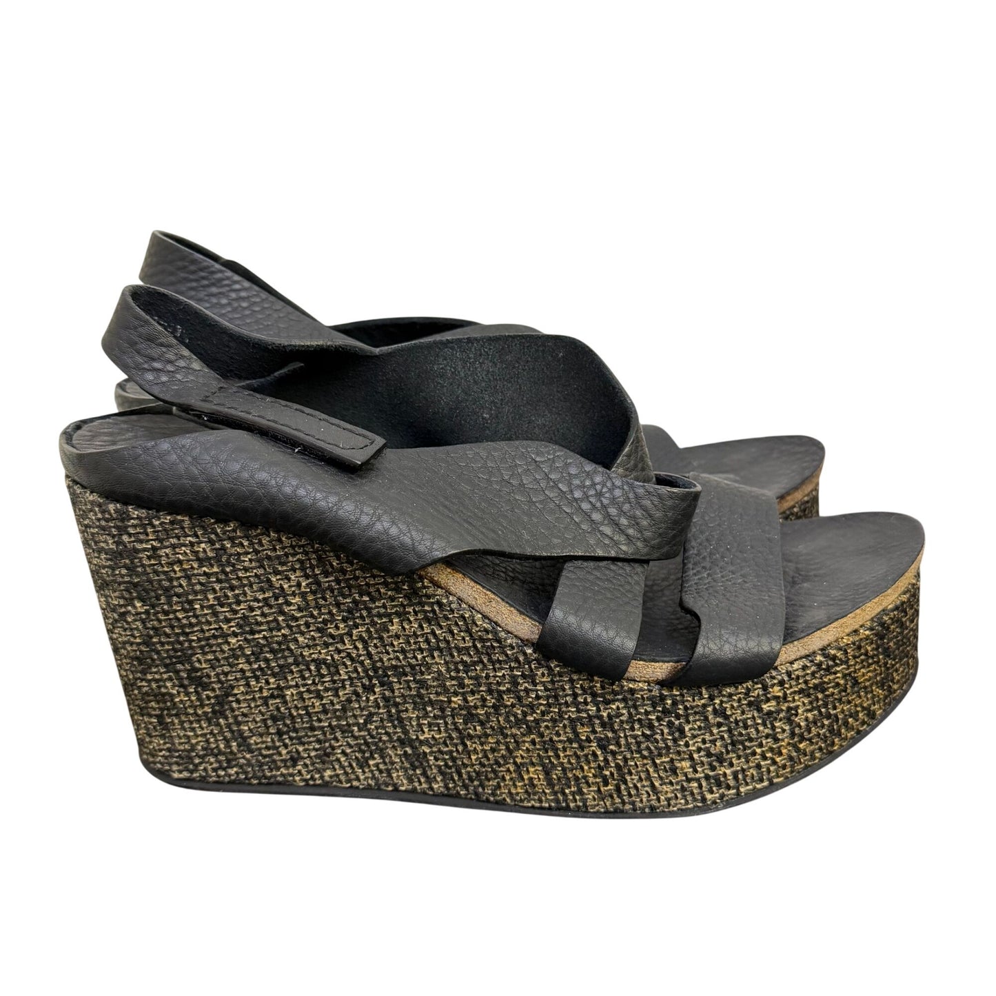 Pedro Garcia Black Wedge Sandals Size 9
